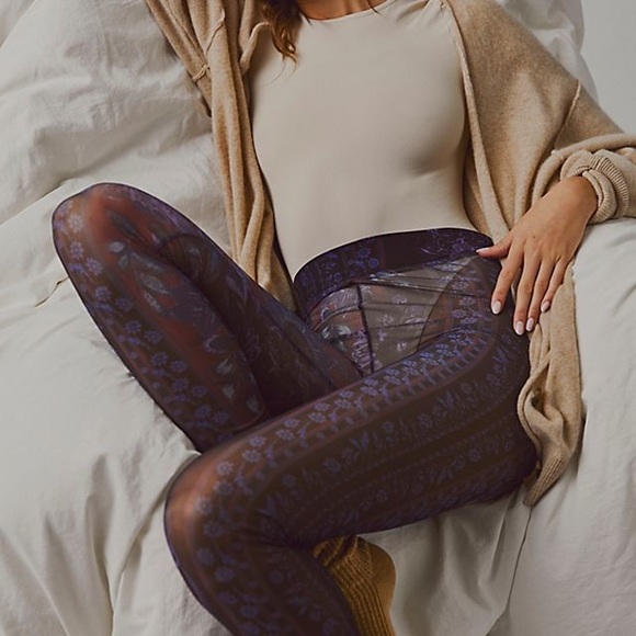 NEW Free People “Make It Happen Mesh Leggings” Dark Blue Size XL - Picture 3 of 9